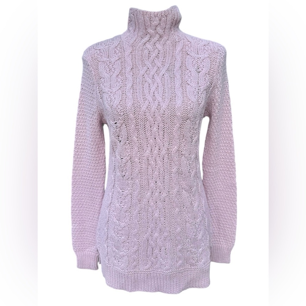 Lauren Ralph Lauren Sweater Mock Turtleneck Cable Knit Tunic Womens Size Medium